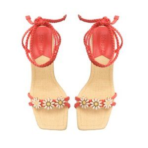 $89 NWT (9) SCHUTZ Coral Daisy Leather Sandal